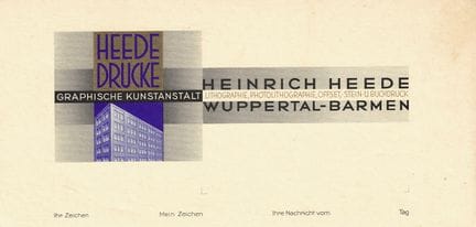 Siete «membretes» de la empresa Heinrich Heede de 