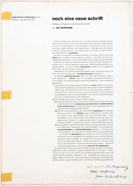 Bauhaus - Jan Tschichold. Encore une nouvelle poli
