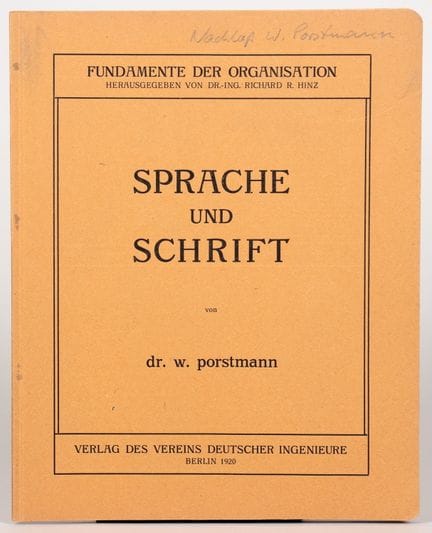 包豪斯——W[alter] Porstmann。《语言与文字》。柏林，德国工程师协会，1920年。原