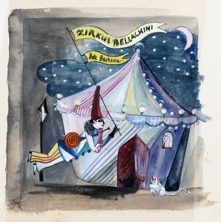 Bele Bachem. Circo Bellachini. Un disegno a temper