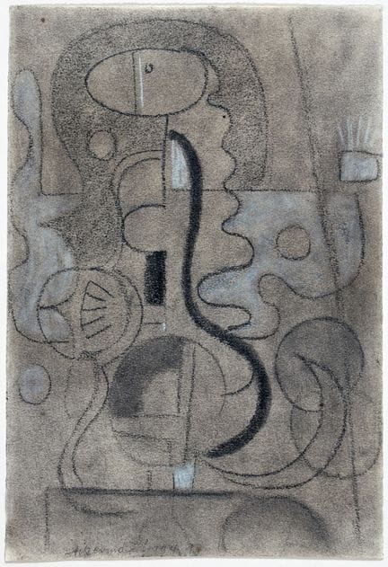 Max Ackermann. Composizione. Gesso e carboncino. 1