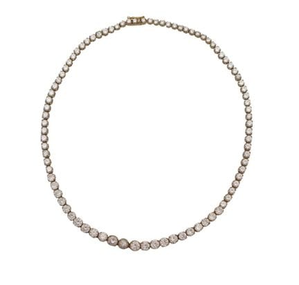 14k gold tennis necklace set with 88 round brillia
