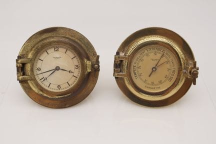 Hermès Paris – A Brass Nautical Clock and Baromete