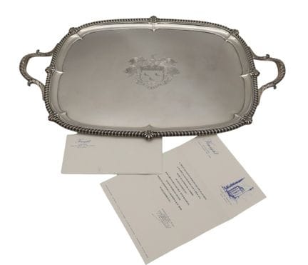 A George IV sterling silver two-handled tray, Lond