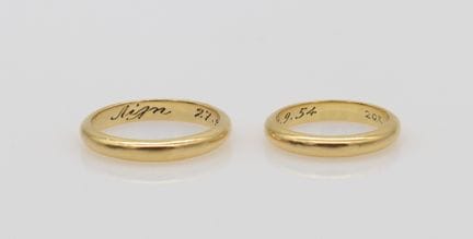 20k gold wedding bands of Lily and Eleftherios Ven