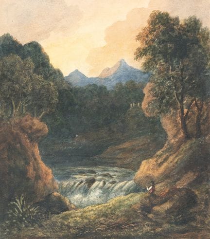 Anglais, paysage de montagne avec cascade.

Aquare