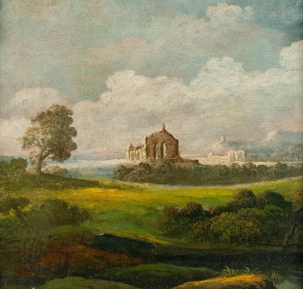 Anglais, ruines d'une église gothique dans un vast