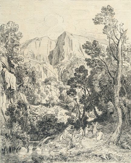August Löffler (1822 - Munich - 1866), Paysage arc