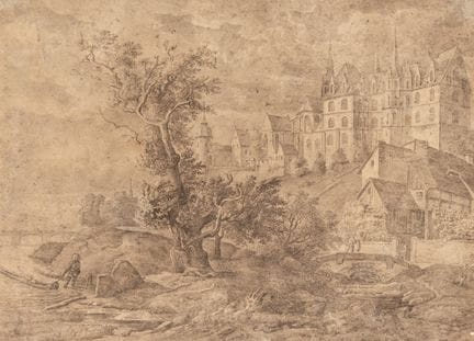 Allemand, vue sur Meissen, avec le château d'Albre