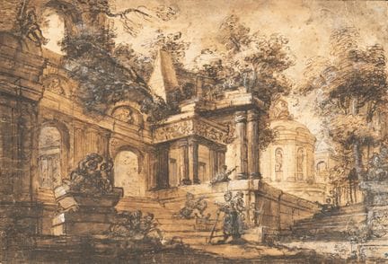 Français, paysage architectural antique.

Encre br