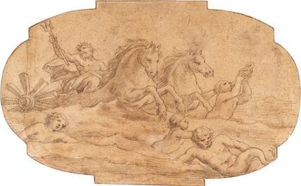Italien, Neptune sur son char de coquillages.

Enc