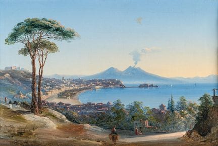En allemand, vue sur la baie de Naples et le Vésuv