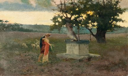 Ettore Forti (1850 – 1940), Sacrifice à Pan.

Huil