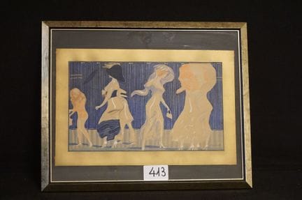 Art Deco mixed media - "elegant young women" - sig