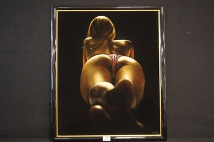 让-克劳德·兰布雷希特 - 《躺着的年轻女子》 - 天鹅绒画 - 署名 - 大幅画作 - 110 x