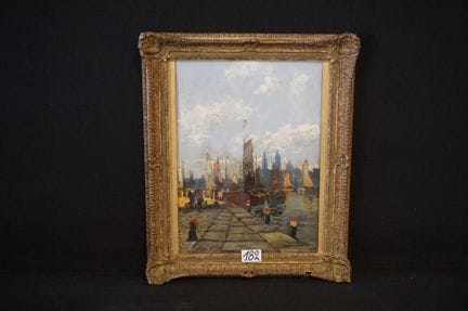 JACOBY - "The Port of Ostend" - oil on panel - sig