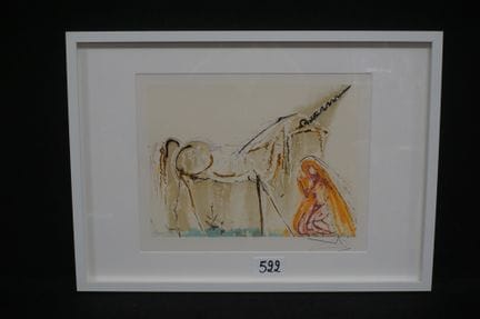 萨尔瓦多·达利（1904 - 1989）（据其作品）——《独角兽》——石版画——版面签名——出自《达