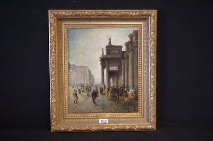 P. MARTIN - “生动的城市场景” - 布面油画 - 署名 - 精美的镀金画框 - 60 x