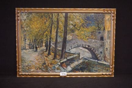 RENE CLAROT (1882–1972) — "View of Bruges" — oil o