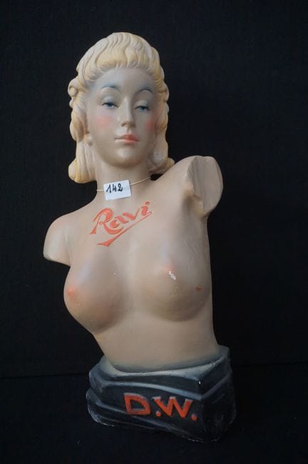 publicity bust in plaster - polychrome - vintage s