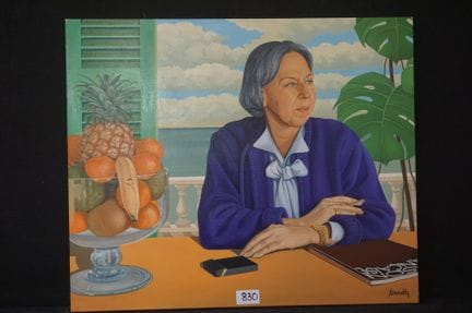 W. WENDT - 《手持水果盘的女子》 - 布面油画 - 署名 - 80 x 96 厘米