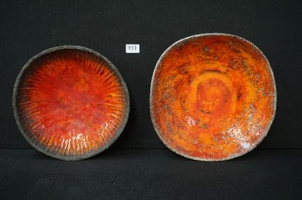 2 large vintage ceramic bowls—probably AMPHORA—dia