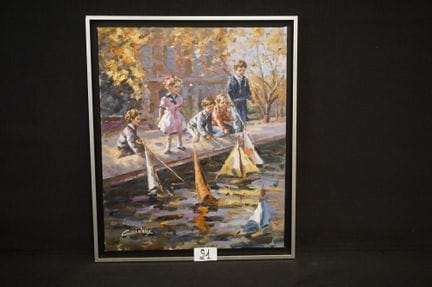 FRANCIS CRISTAUX (1956 - ) - "jeux d'enfants" - 布面