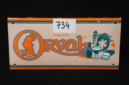 Enamel advertising sign - "TRAPPISTE ORVAL" - 20 x