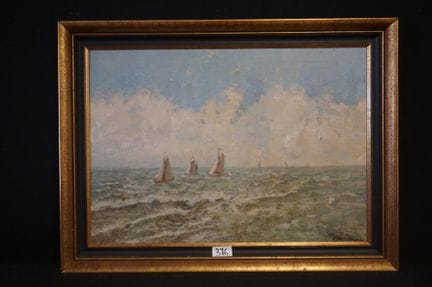 FRANS VAN DAMME (1858–1925) — "Seascape with Fishi