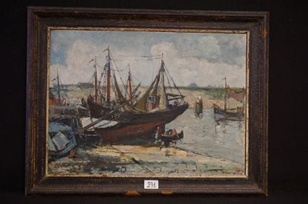 RENE CLAROT (1882–1972) – "Zeebrugge – Fishing Boa