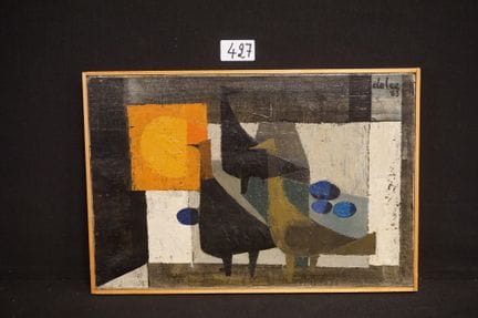 JAN DE LEE (1932–2000) — "pigeons" — oil on canvas
