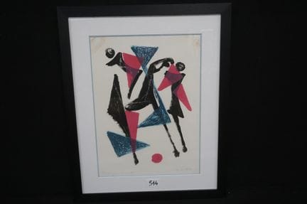 马里诺·马里尼（1901—1980）—— 《马场上的马》——石版画——铅笔签名——艺术家试印版——1