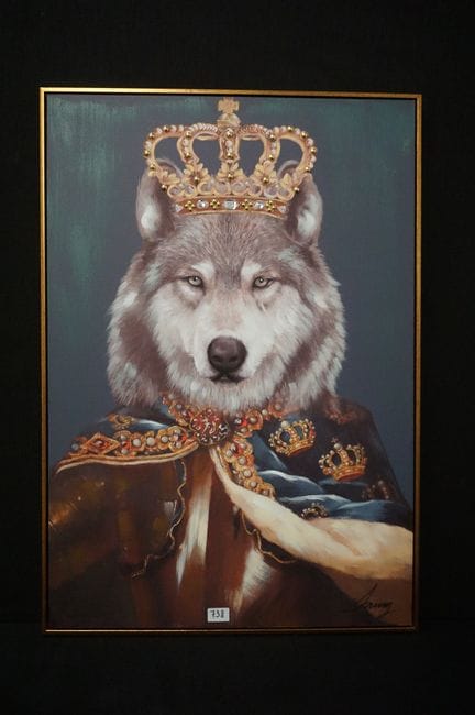 mixed media on canvas with a gilded frame - "King 