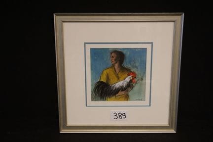 ROLAND DEVOLDER (1938 -  ) - "Man with a Rooster" 