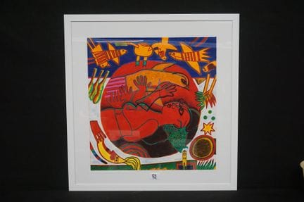 纪尧姆·科内耶（1922—2010） - 《红衣女子与橙色鸟》 - 大幅石版画 - 铅笔签名 - 2