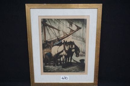 KURT PEISER (1887–1962) — "Horses on the Quay" — c