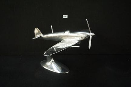 Large retro-style model airplane - chrome-plated -