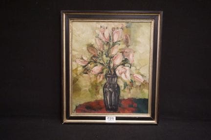亨丽埃特·科费兹（1925 - 2017）——《插花花瓶》——布面油画——署名——60 x 50 厘