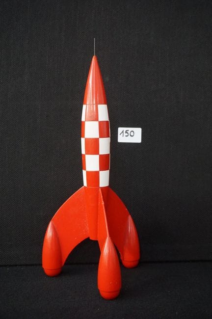 Vintage rocket made of polychrome wood - TINTIN - 