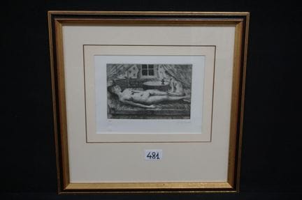 PAUL DELVAUX (1897 - 1994) - "La veillée" - vernic