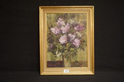 亨丽埃特·科菲兹（1925—2017）——《插花花瓶》——布面油画——署名——70 × 52 厘米