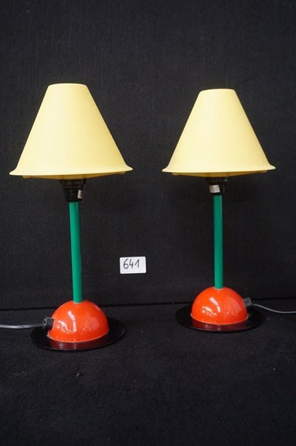 2 colorful vintage table lamps—1980s—Memphis Milan