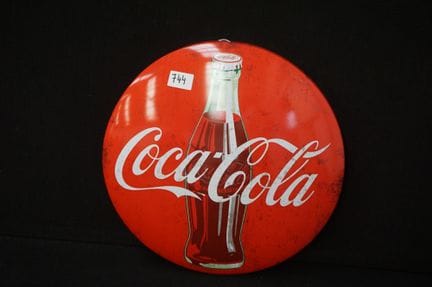 Spherical metal advertising sign - retro style - "
