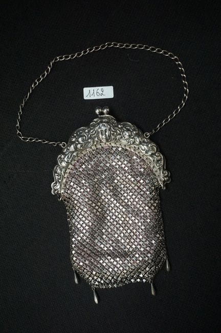 hermosa bolsa de chatelaine en plata - STERLING - 
