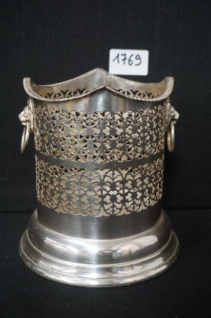 portabottiglie placcato argento - decorato con tes