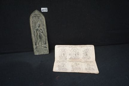 Thai Buddhist votive plaque in Sukhothai style (H: