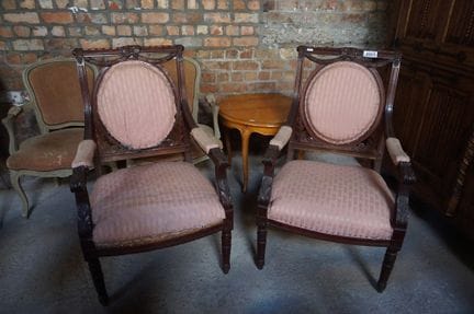 2 fauteuils anciens de style Louis XVI - acajou - 