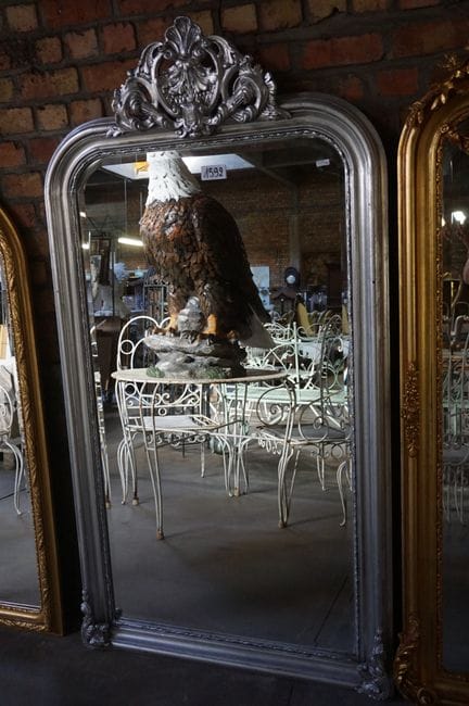Large mirror with silver-plated patina - 170 x 84 
