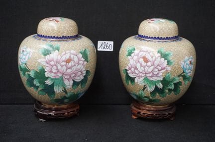 2 chinesische Ingwergefäße aus Cloisonné – verzier