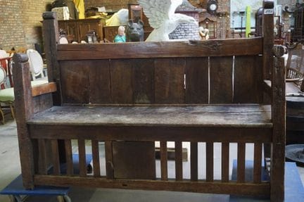 Large antique Spanish monastery bench - solid wood